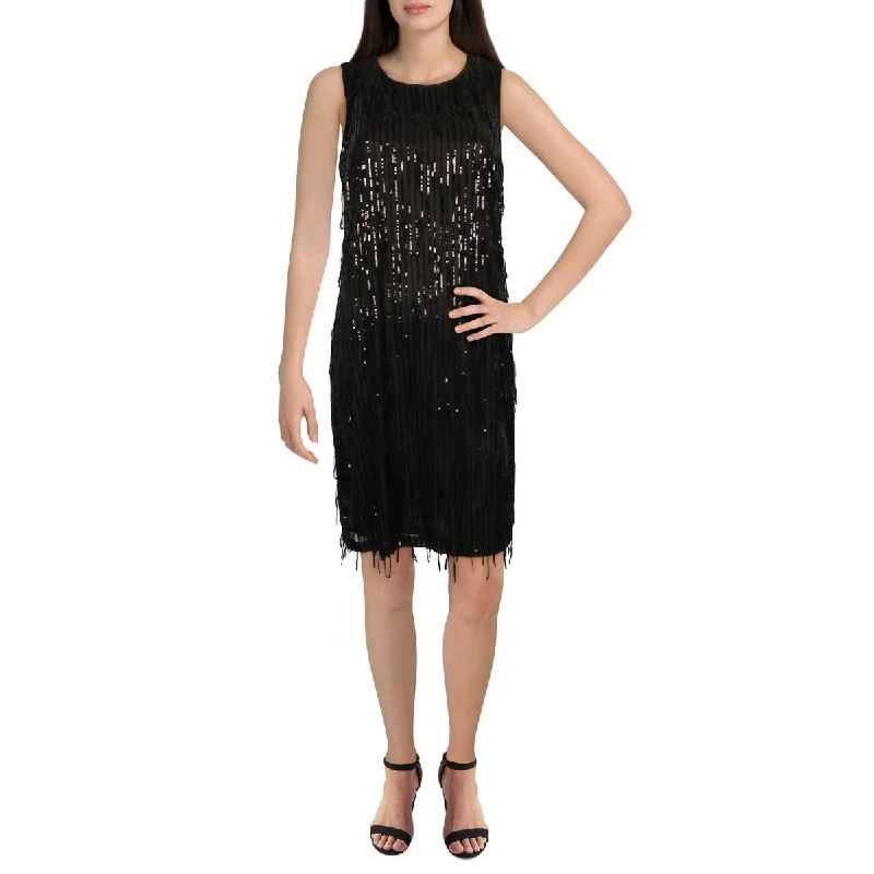 Must-Have Deals Nanette Nanette Lepore Womens Mesh Overlay Sequined Shift Dress