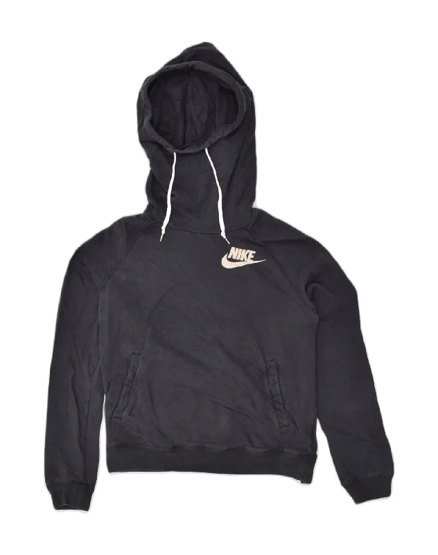 Weekend Special NIKE Womens Hoodie Jumper UK 14 Medium Black Cotton