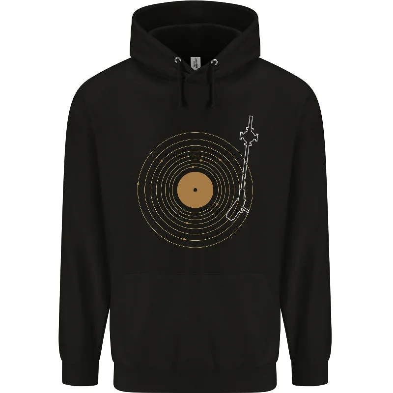 Overstock Vinyl Record Galaxy Music Record Turntable Mens 80% Cotton Hoodie