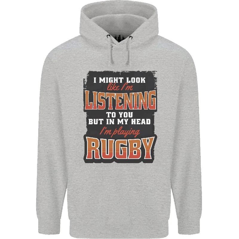 Special Price In My Head I'm Playing Rugby Funny Mens 80% Cotton Hoodie