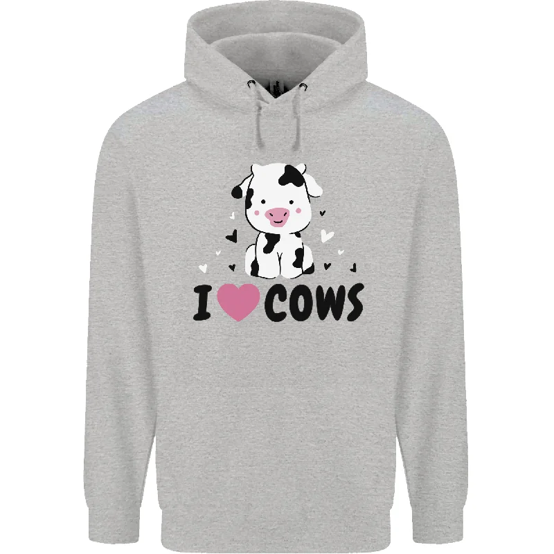 Act Now I Love Cows Mens 80% Cotton Hoodie