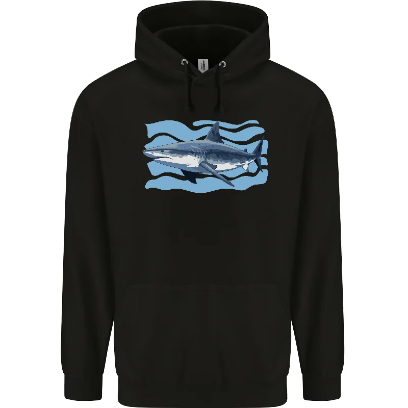 New Arrival Great White Shark in the Ocean Mens 80% Cotton Hoodie
