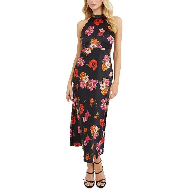 Steals and Deals Guess Womens Midi Floral Print Halter Dress