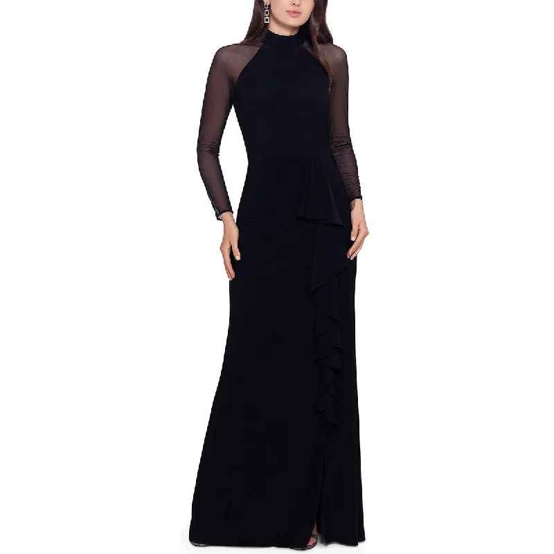 Price Drop Alert Betsy & Adam Womens Mock Neck Sheer Sleeve Evening Dress