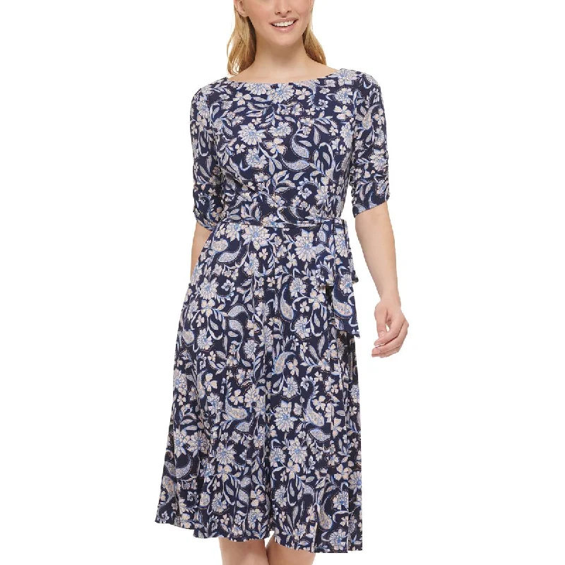 Limited Quantity Jessica Howard Womens Floral Print Jersey Fit & Flare Dress