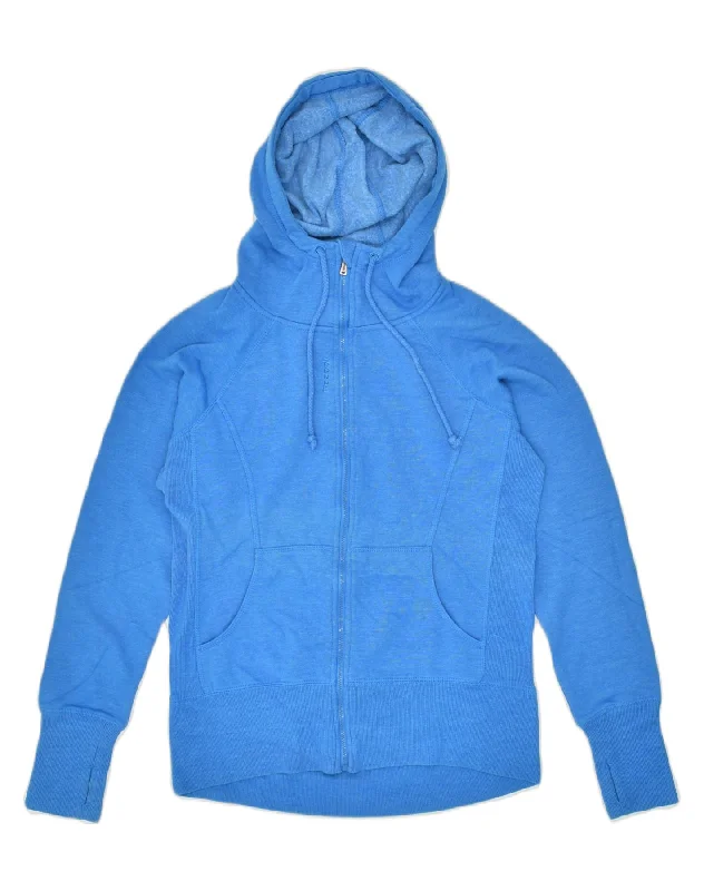 Instant Discount REEBOK Womens Zip Hoodie Sweater UK 14 Medium Blue Cotton