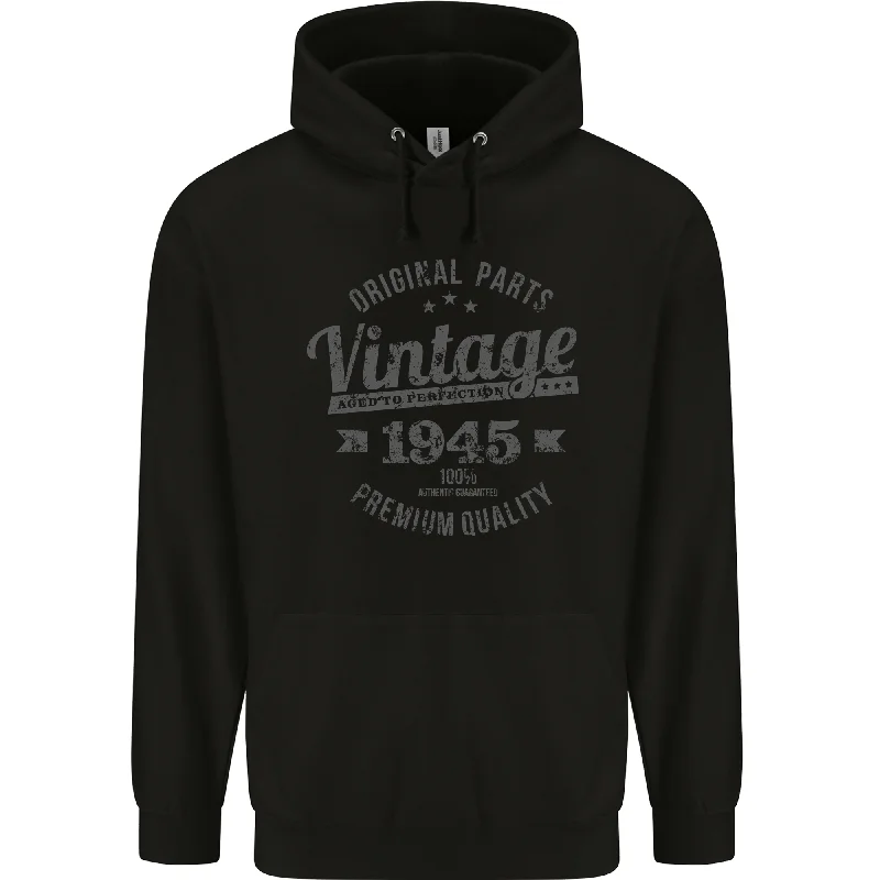 Huge Discounts Vintage Year 79th Birthday 1945 Mens 80% Cotton Hoodie Black
