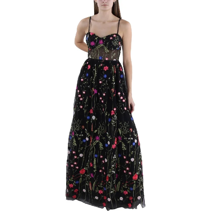Act Now City Studio Womens Juniors Embellished Floral Evening Dress