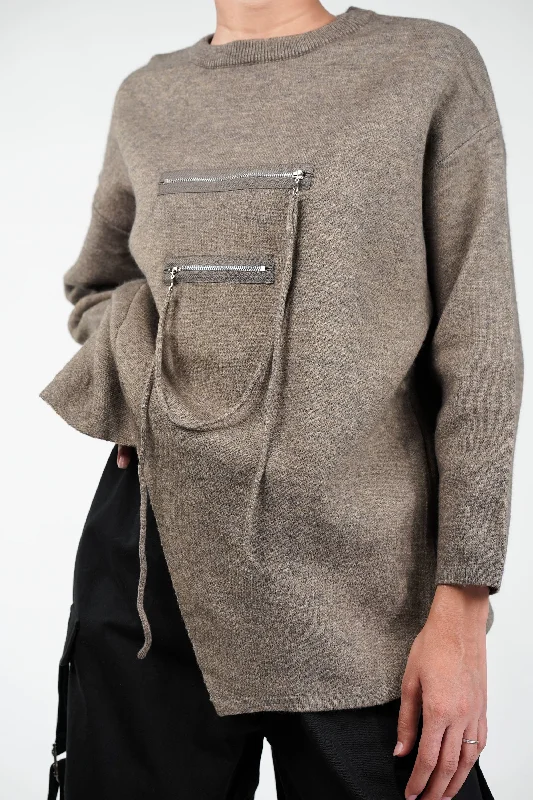 Today's Special Sage Zipline Geometrical Sweater