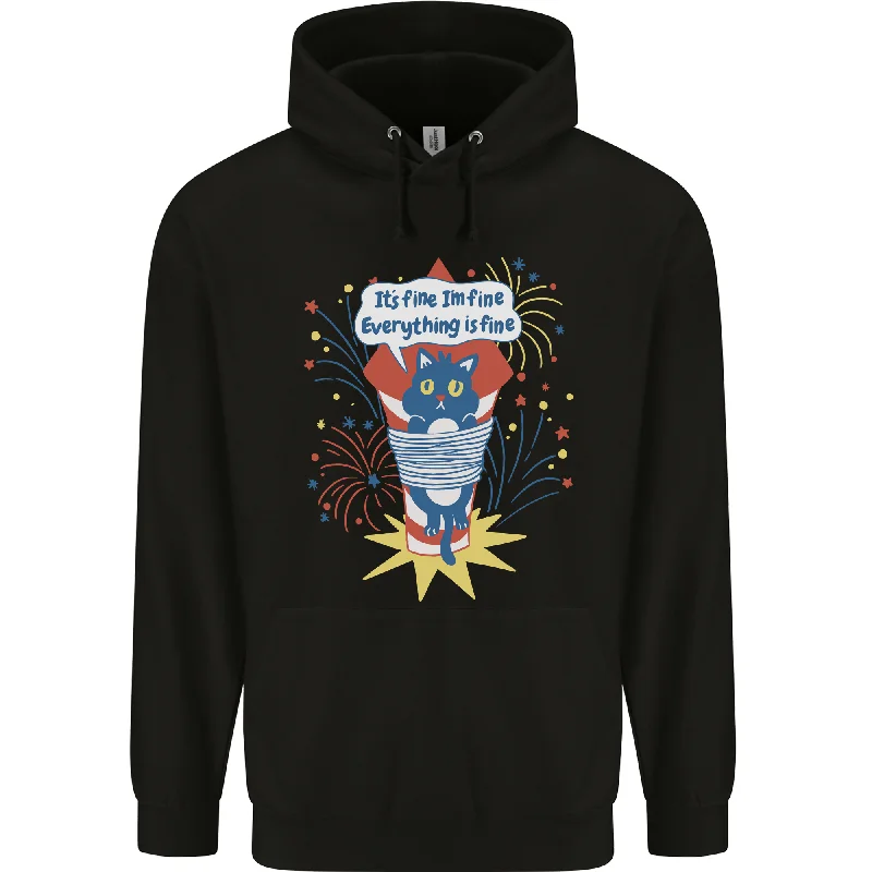 Hurry In I'm Fine Funny at Fireworks Bonfire Day July 4th Mens 80% Cotton Hoodie