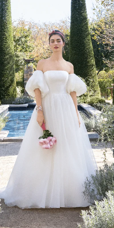 Best Bargains Organza Lace Up Back Ballgown with Detachable Sleeves