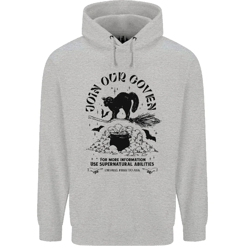 Online Only Join Our Coven Funny Halloween Cat Mens 80% Cotton Hoodie