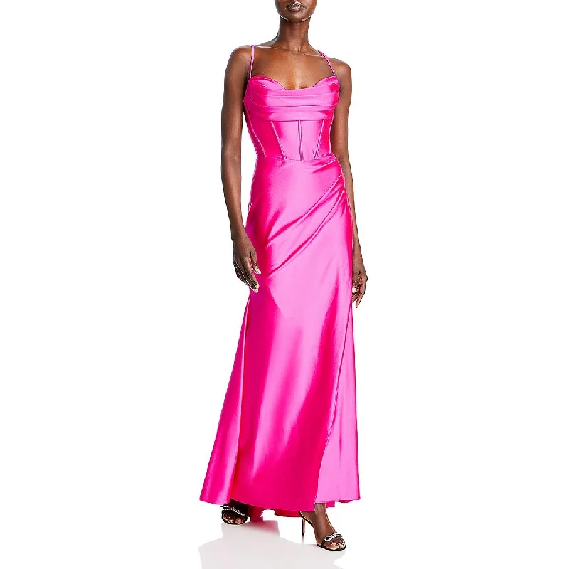 Epic Deals Aqua Womens Satin Corset Evening Dress
