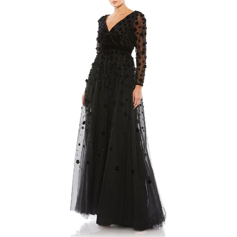 Value Deals Mac Duggal Womens Floral Applique Evening Dress
