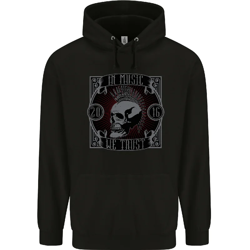 Online Only In Music We Trust Punk Rock Skull Mens 80% Cotton Hoodie