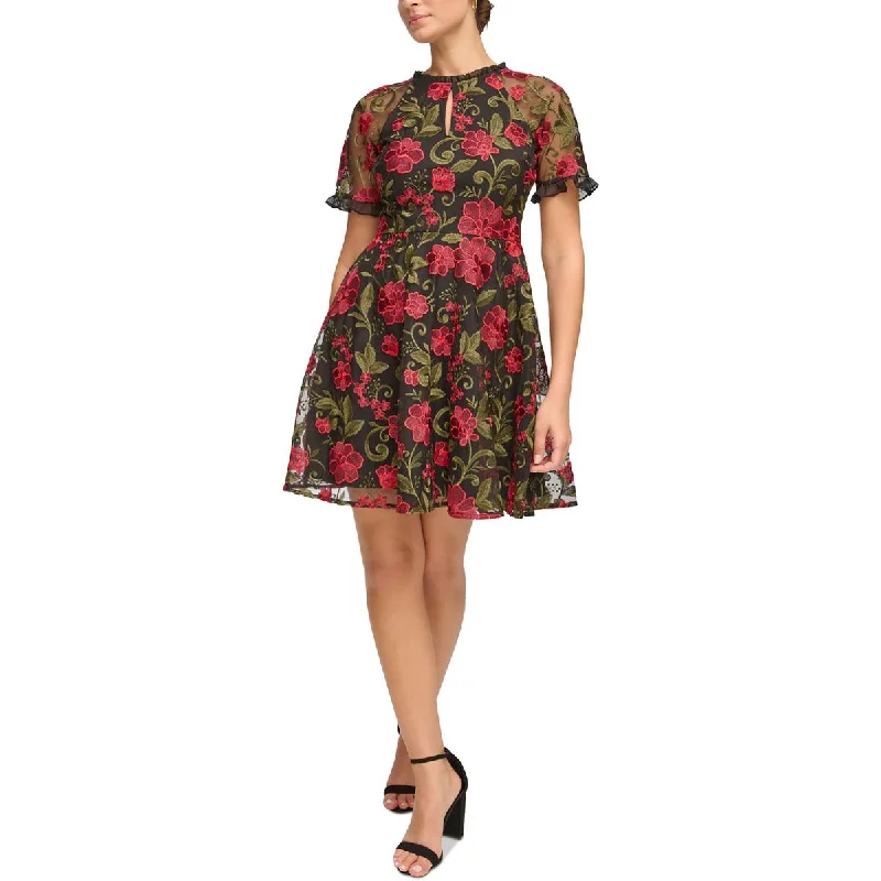 Overstock Kensie Womens Floral Print Mini Fit & Flare Dress