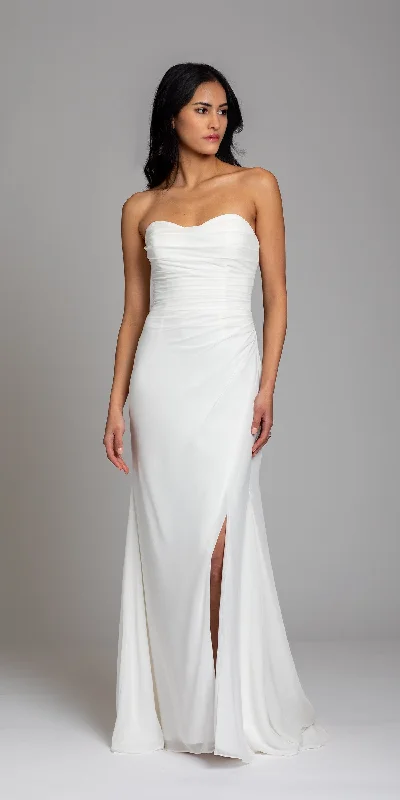 Reduced Prices Sweetheart Chiffon Ruched Lace Up Back Trumpet Dress