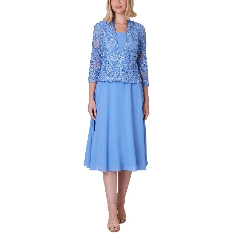 Daily Deals Jessica Howard Womens Chiffon Sequined Two Piece Dress