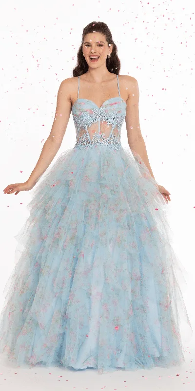 Sale Event Print Sweetheart Corset Lace Up Back Ballgown