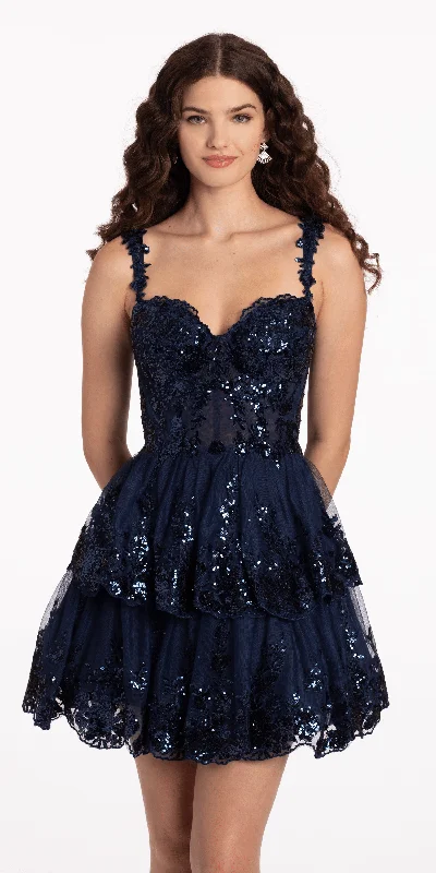 Amazing Deals Sweetheart Corset Tiered Fit and Flare Dress