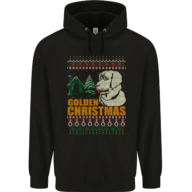 Crazy Savings Golden Retriever Christmas Funny Dog Mens 80% Cotton Hoodie