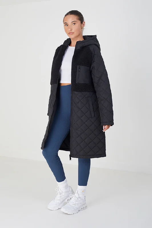 Deal Dash MAXI DIAMOND PADDED COAT WITH BORG UPPER