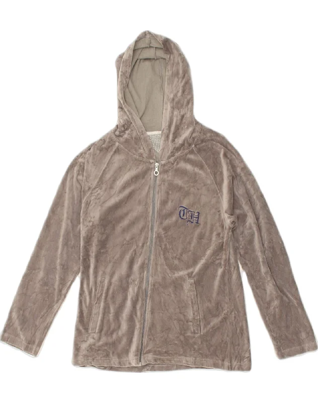 Fantastic Deals TOMMY HILFIGER Womens Zip Hoodie Sweater UK 14 Large Grey Cotton