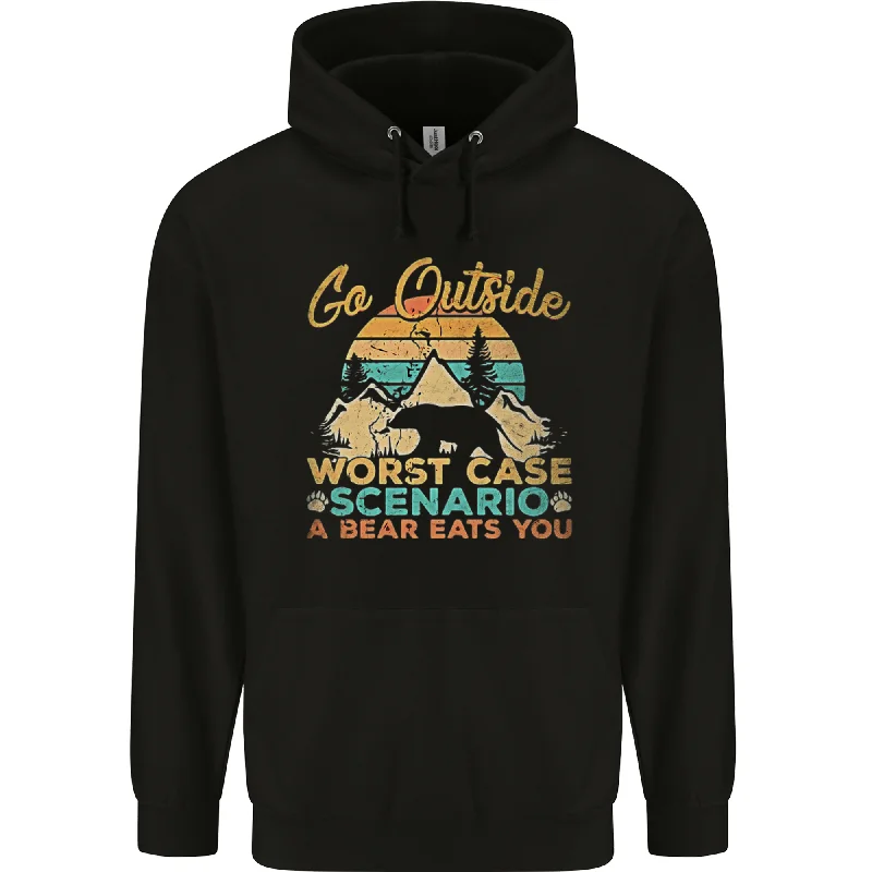 Take Advantage Go Outside Funny Camping Hiking Trekking Mens 80% Cotton Hoodie