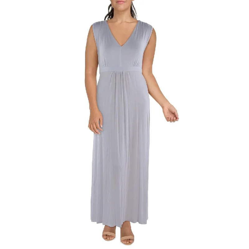 Super Bargain 24seven Comfort Apparel Womens Plus Full Length Tie Waist Maxi Dress