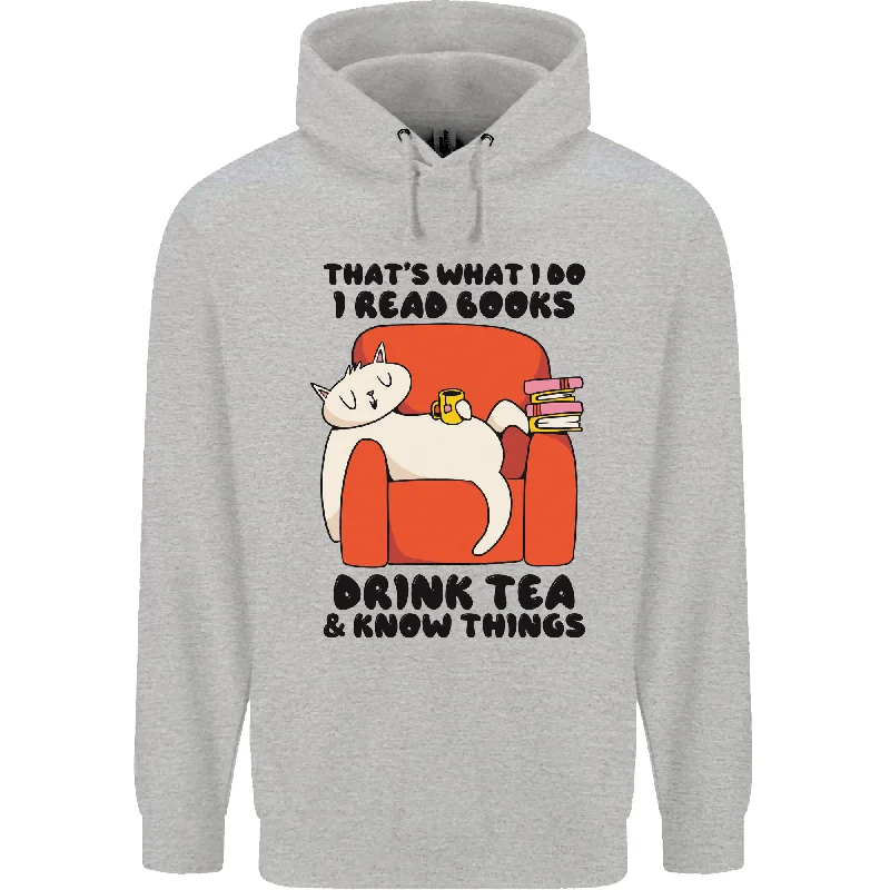 Major Savings I Drink Tea and Know Things Funny Cat Mens 80% Cotton Hoodie