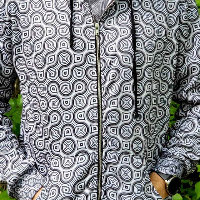 Seasonal Sale Thumbprint Hoodie – Intricate Monochrome Psychedelic Art