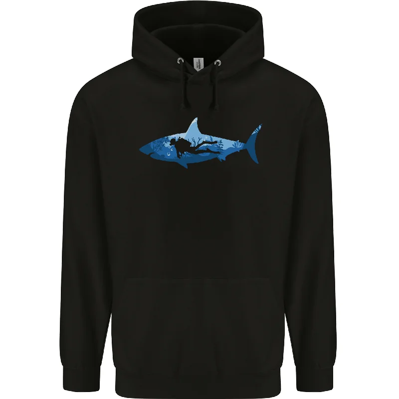 Best Seller Great White Shark Scuba Diver Diving Mens 80% Cotton Hoodie
