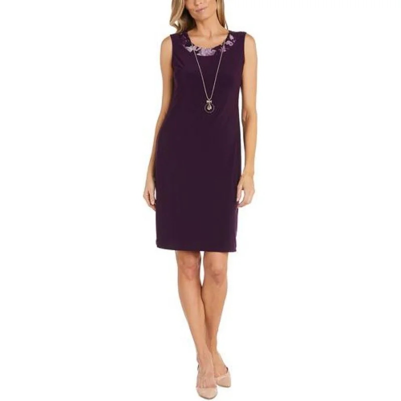 Fantastic Deals R&M Richards Womens Petites Knit Sleeveless Sheath Dress
