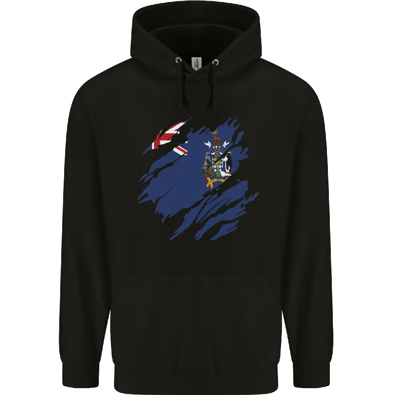 Quick Sale Torn Flag South Georgia and Sandwich Islands Mens 80% Cotton Hoodie