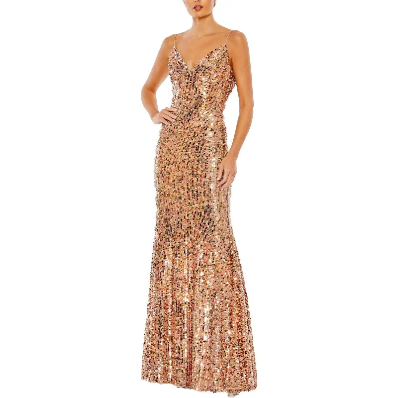Huge Discounts Mac Duggal Womens Sequined Cowl Back Evening Dress