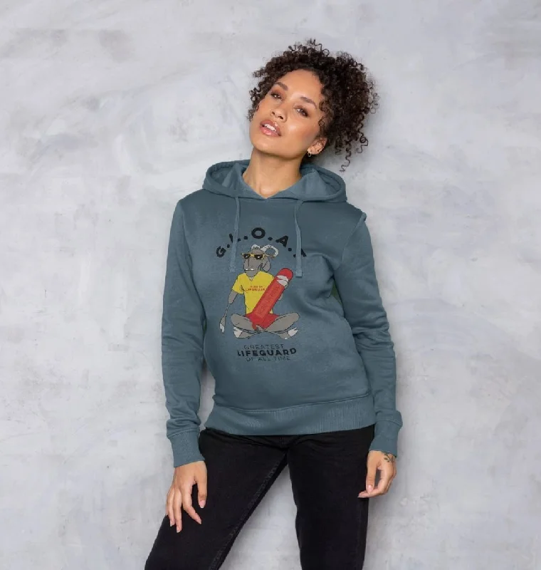 Overstock Sale RLSS UK | G.L.O.A.T Women's Hoodie | 100% Organic Cotton Hooded Sweatshirt for Ladies