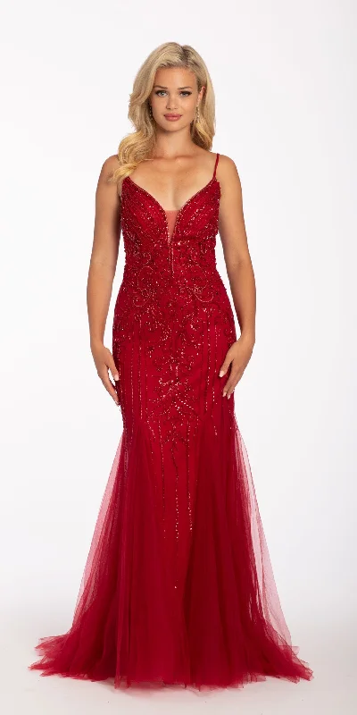 Epic Deals Scroll Beaded Sweetheart Dress with Mesh Godets