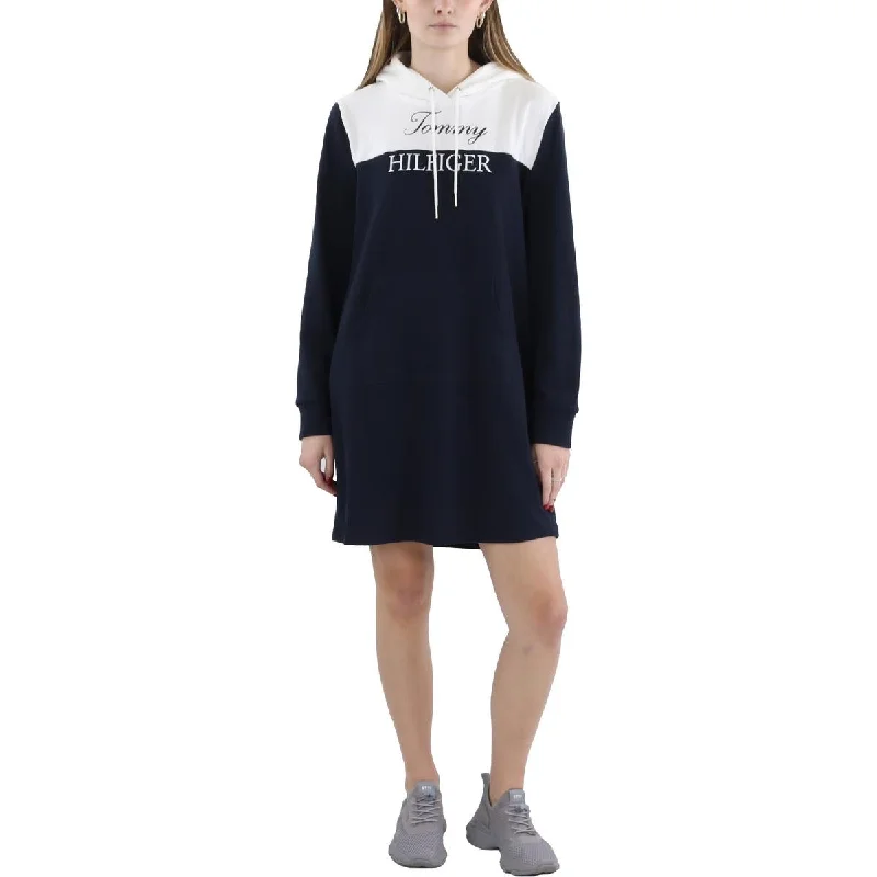 Can't Miss Tommy Hilfiger Womens Hooded Colorblock Sweatshirt Dress