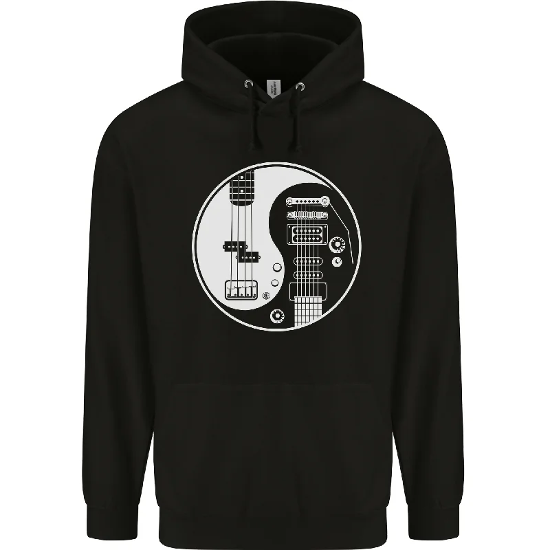 Midnight Madness Guitar Ying Yang Guitarist Electric Bass Mens 80% Cotton Hoodie