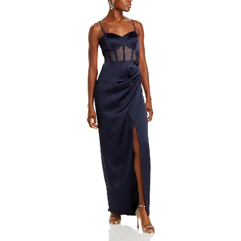Deep Discounts Aqua Womens Satin Illusion Evening Dress