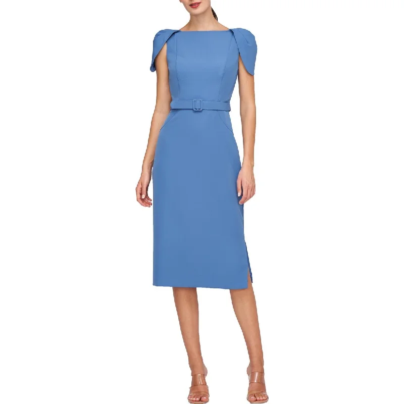Doorbuster Deal Kay Unger New York Womens Ivette Cap Sleeve Knee-Length Midi Dress