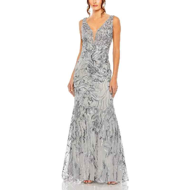 Unmissable Offer Mac Duggal Womens Metallic Embellished Evening Dress