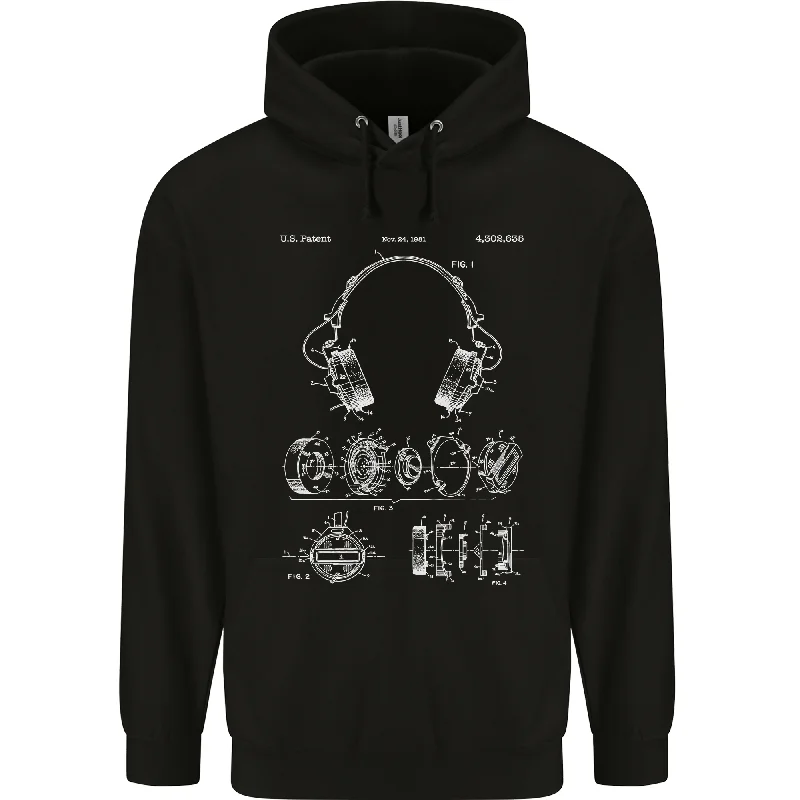 Sale Event Headphones Patent Blueprint Music DJ Dance Mens 80% Cotton Hoodie