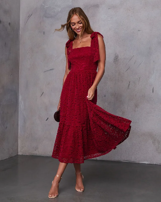 Can't Be Beat Sway Together Tiered Lace Midi Dress