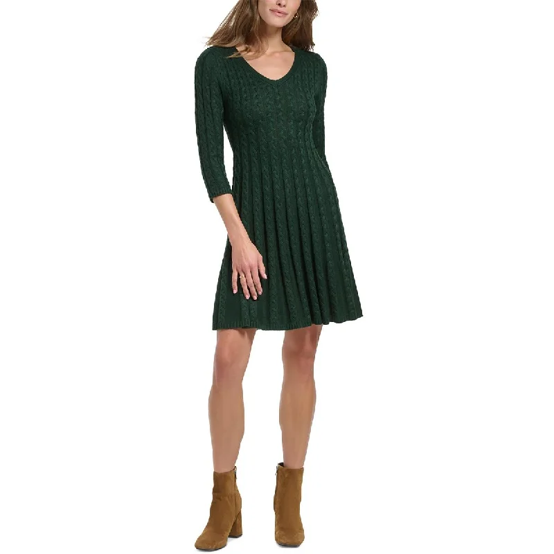 Referral Discount Jessica Howard Womens Petites Cable Knit V-Neck Sweaterdress