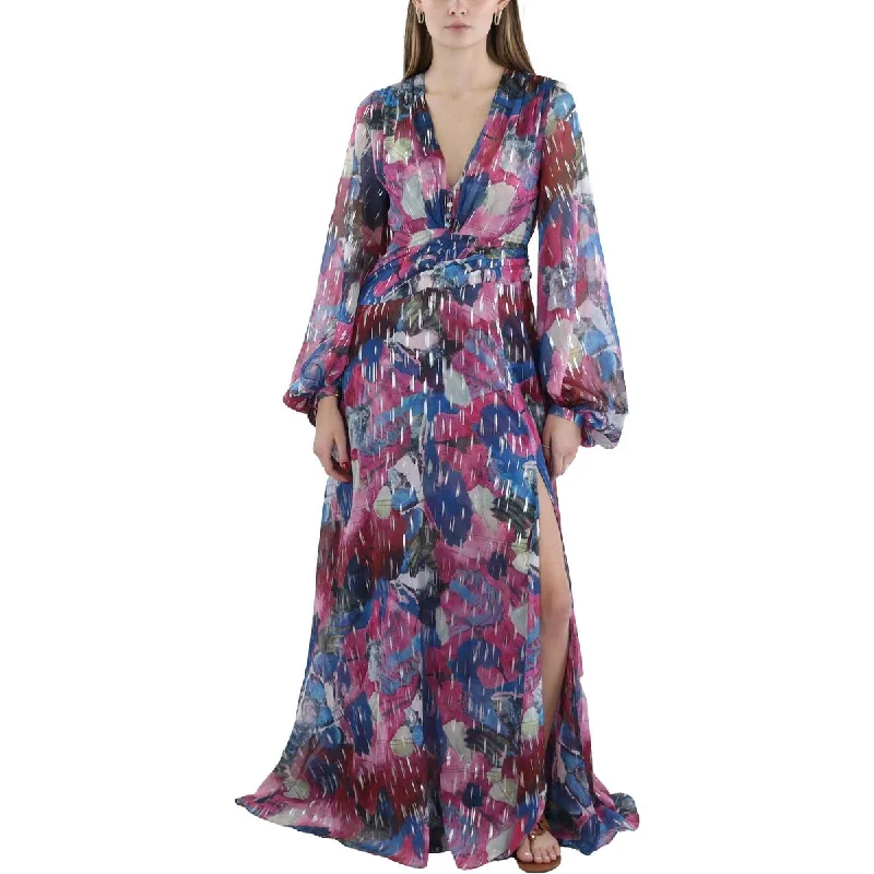 Weekend Deal Adrienne Landau Womens Metallic Full Length Maxi Dress