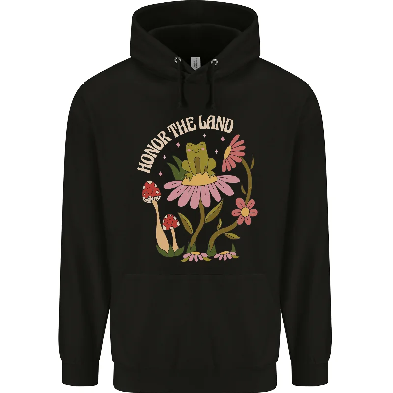 Savings Event Honor the Land Frog Climate Change Hippy Mens 80% Cotton Hoodie