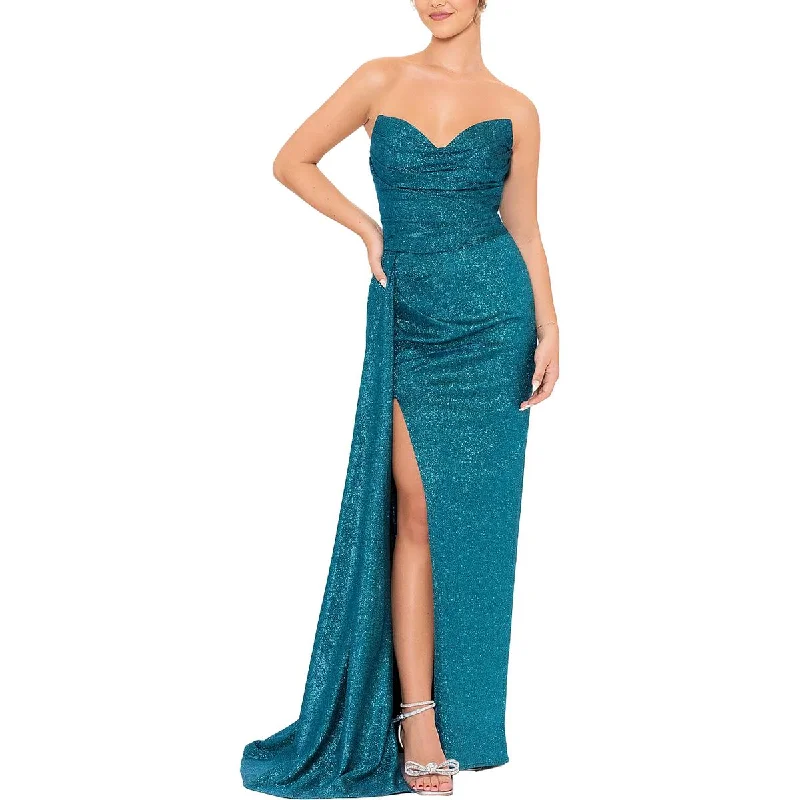 Exclusive Offers Blondie Nites Womens Juniors Glitter Strapless Evening Dress