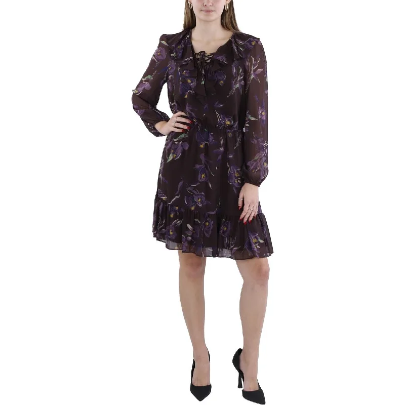 Midnight Madness Lauren Ralph Lauren Womens Lace Up Ruffled Sheath Dress