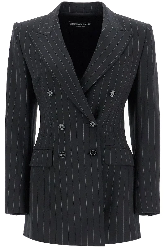 Deal of the Day Double-breasted Pinst  - Black